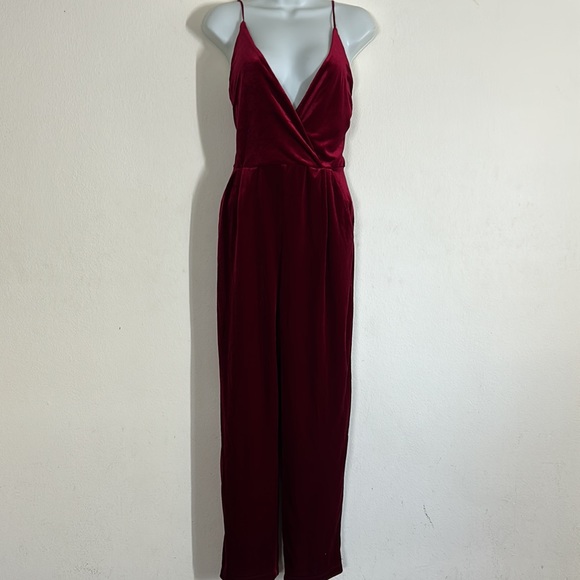 If By The Sea Red Velvet Jumpsuit Large - Picture 3 of 17